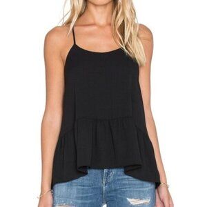 Anthropologie dRA Sham Camisole Blouse Top Flowy Ruffle Peplum Black Size Small